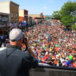 Bob Davis and his assistant Jake West taking the official 2015 Rally Main Street photo