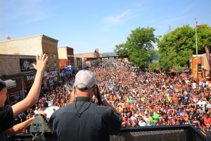 Bob Davis and his assistant Jake West taking the official 2015 Rally Main Street photo